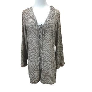 Victoria's Secret Zebra Print Blouse sz M Sheer Animal Print Top